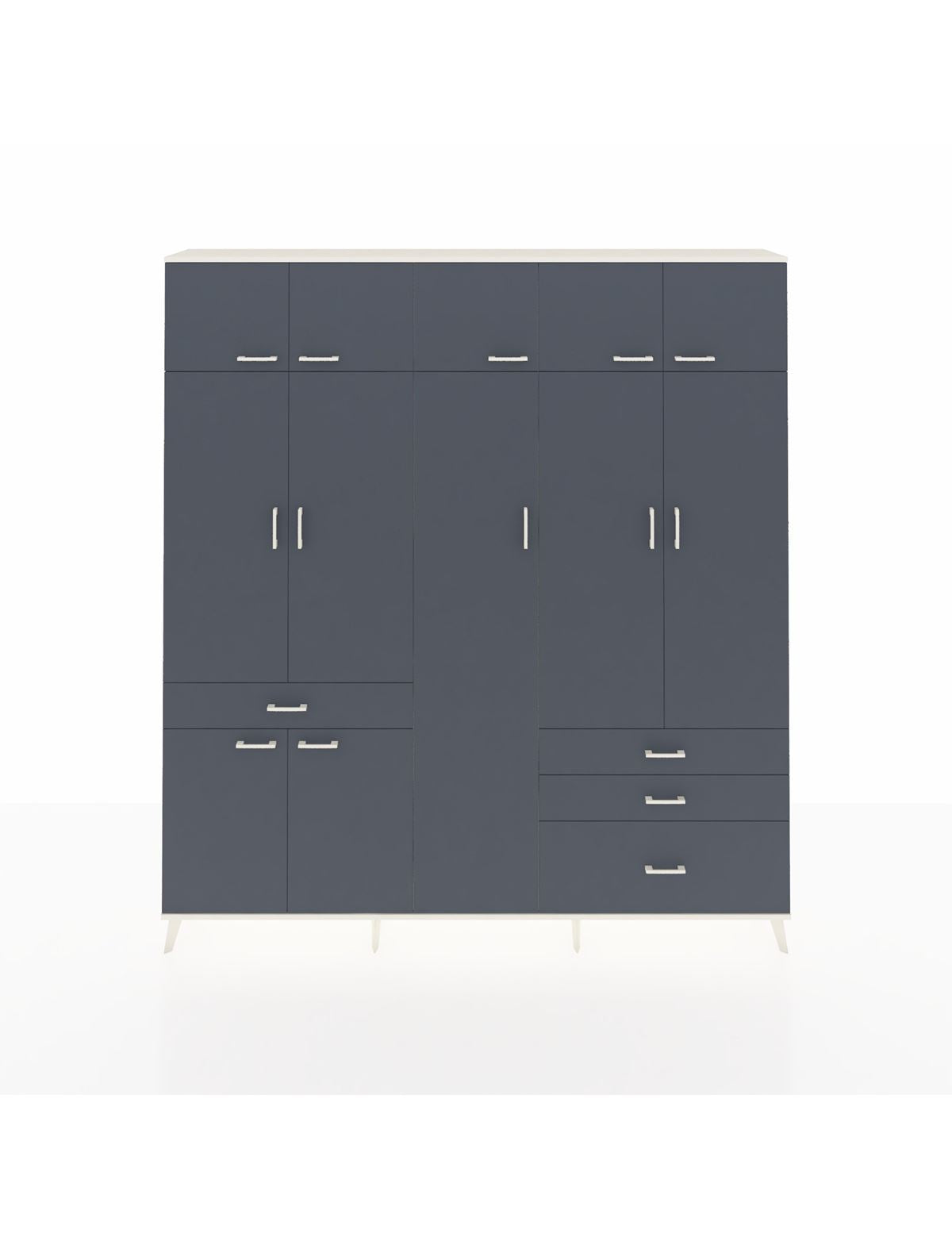 Arges Gardrop 11 Raflı 4 Çekmeceli 2 Askılı 220x30x243 Aytaşı-Antrasit