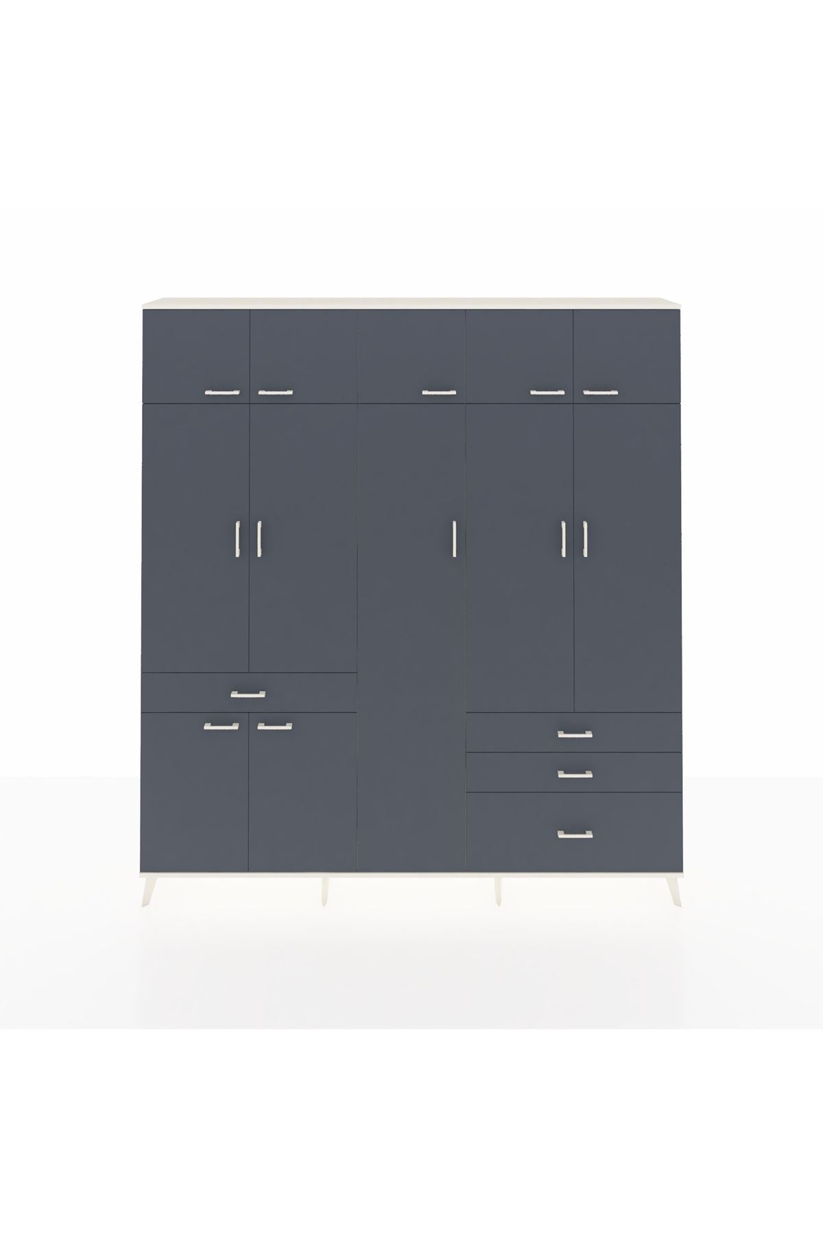 Arges Gardrop 11 Raflı 4 Çekmeceli 2 Askılı 220x30x243 Aytaşı-Antrasit