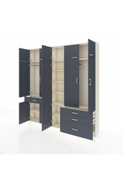 Arges Gardrop 11 Raflı 4 Çekmeceli 2 Askılı 220x30x243 Aytaşı-Antrasit