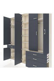 Arges Gardrop 11 Raflı 4 Çekmeceli 2 Askılı 220x30x243 Aytaşı-Antrasit