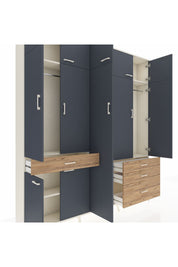 Arges Dolap 11 Raflı 4 Çekmeceli 2 Askılı 220x30x243 Aytaşı-Antrasit/Çam