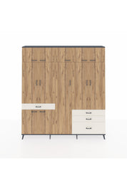 Arges Dolap 11 Raflı 4 Çekmeceli 2 Askılı 220x30x243 Antrasit-Çam/Aytaşı