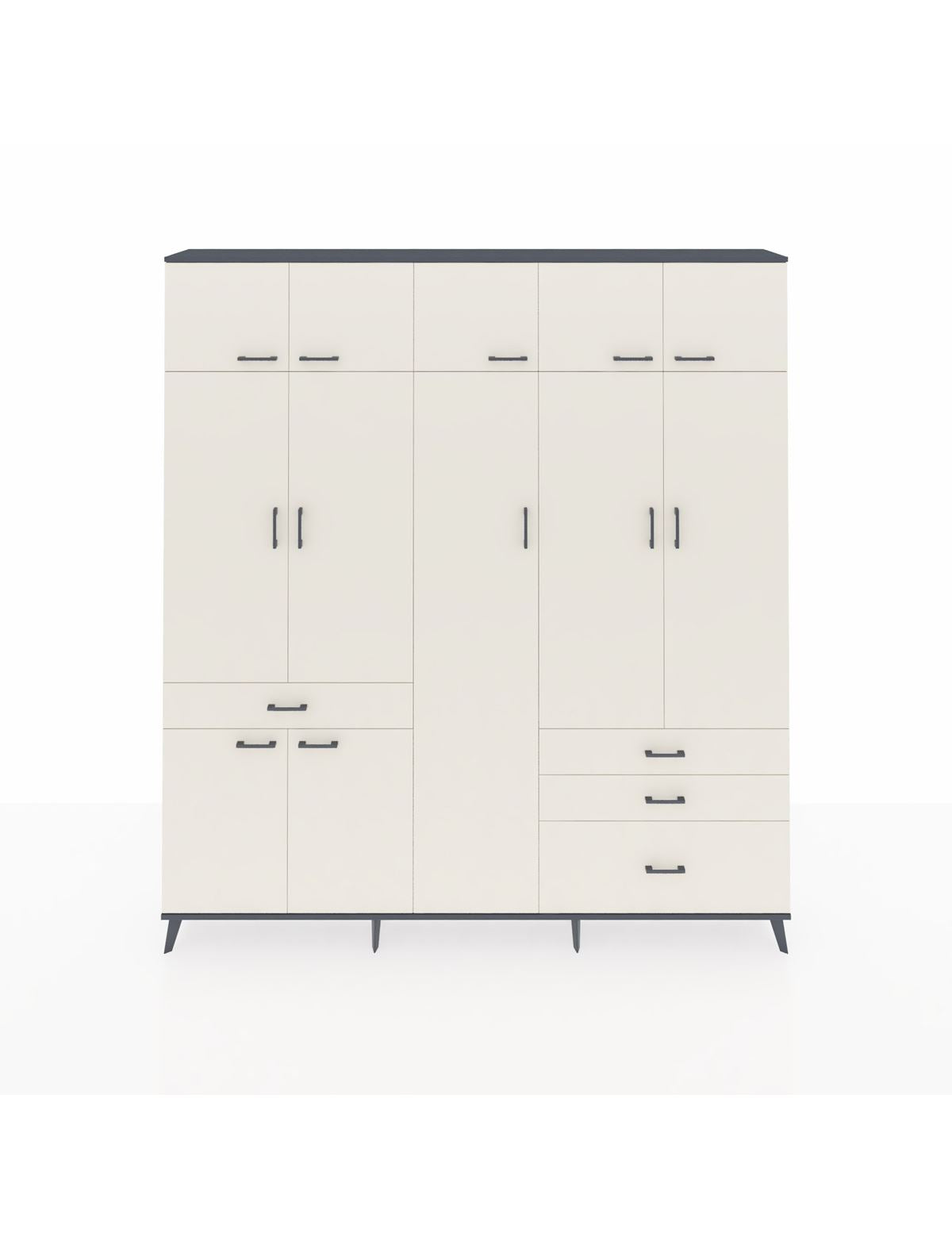 Arges Gardrop 11 Raflı 4 Çekmeceli 2 Askılı 220x30x243 Antrasit-Aytaşı