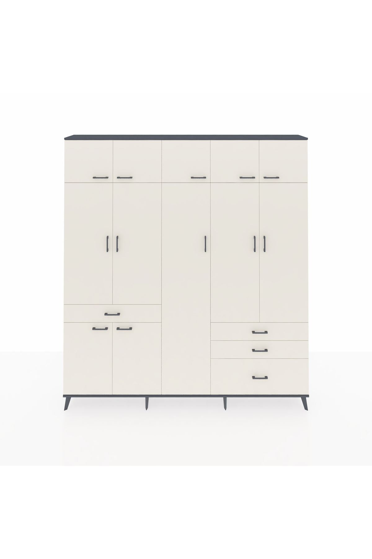 Arges Gardrop 11 Raflı 4 Çekmeceli 2 Askılı 220x30x243 Antrasit-Aytaşı