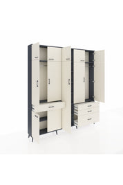 Arges Gardrop 11 Raflı 4 Çekmeceli 2 Askılı 220x30x243 Antrasit-Aytaşı