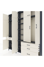 Arges Gardrop 11 Raflı 4 Çekmeceli 2 Askılı 220x30x243 Antrasit-Aytaşı