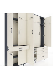 Arges Gardrop 11 Raflı 4 Çekmeceli 2 Askılı 220x30x243 Antrasit-Aytaşı