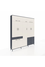 Arges Dolap 11 Raflı 4 Çekmeceli 2 Askılı 220x30x243 Antrasit-Aytaşı/Antrasit