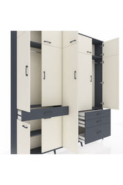 Arges Dolap 11 Raflı 4 Çekmeceli 2 Askılı 220x30x243 Antrasit-Aytaşı/Antrasit