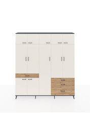 Arges Dolap 11 Raflı 4 Çekmeceli 2 Askılı 220x30x243 Antrasit-Aytaşı/Çam