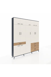 Arges Dolap 11 Raflı 4 Çekmeceli 2 Askılı 220x30x243 Antrasit-Aytaşı/Çam