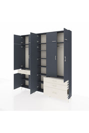 Arges Dolap 11 Raflı 4 Çekmeceli 2 Askılı 220x30x243 Antrasit-Antrasit/Aytaşı