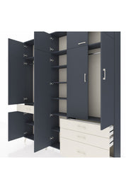 Arges Dolap 11 Raflı 4 Çekmeceli 2 Askılı 220x30x243 Antrasit-Antrasit/Aytaşı