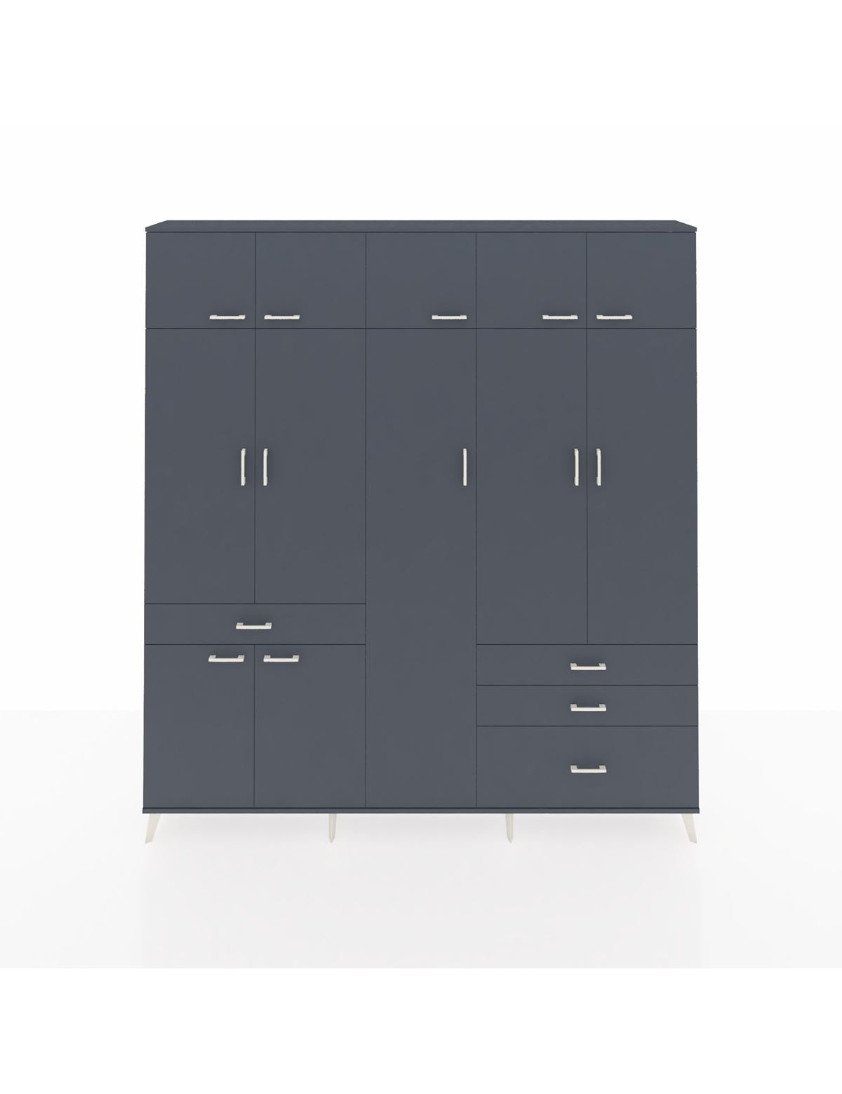 Arges Gardrop 11 Raflı 4 Çekmeceli 2 Askılı 220x30x243 Antrasit-Antrasit