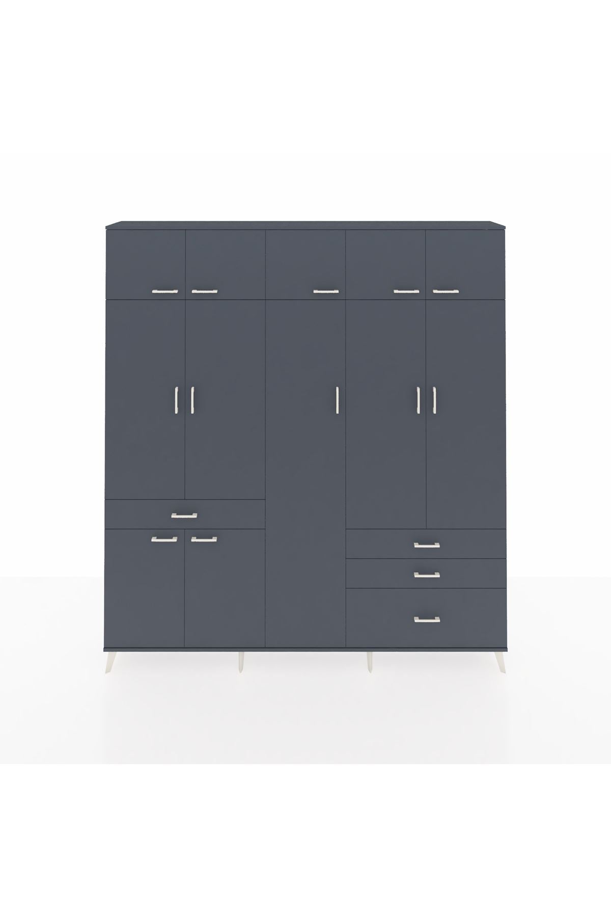 Arges Gardrop 11 Raflı 4 Çekmeceli 2 Askılı 220x30x243 Antrasit-Antrasit