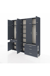 Arges Gardrop 11 Raflı 4 Çekmeceli 2 Askılı 220x30x243 Antrasit-Antrasit