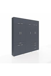 Arges Gardrop 11 Raflı 4 Çekmeceli 2 Askılı 220x30x243 Antrasit-Antrasit