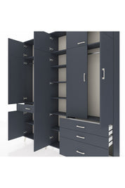 Arges Gardrop 11 Raflı 4 Çekmeceli 2 Askılı 220x30x243 Antrasit-Antrasit