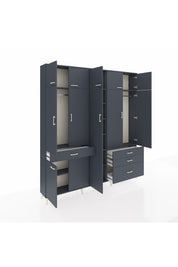 Arges Gardrop 11 Raflı 4 Çekmeceli 2 Askılı 220x30x243 Antrasit-Antrasit