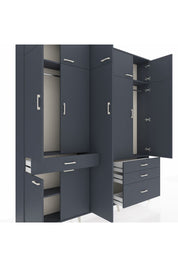 Arges Gardrop 11 Raflı 4 Çekmeceli 2 Askılı 220x30x243 Antrasit-Antrasit