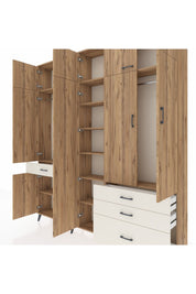 Arges Dolap 11 Raflı 4 Çekmeceli 2 Askılı 220x30x243 Çam-Çam/Aytaşı