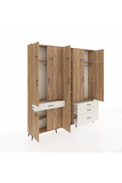 Arges Dolap 11 Raflı 4 Çekmeceli 2 Askılı 220x30x243 Çam-Çam/Aytaşı