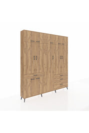 Arges Gardrop 11 Raflı 4 Çekmeceli 2 Askılı 220x30x243 Çam-Çam