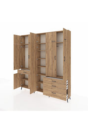 Arges Gardrop 11 Raflı 4 Çekmeceli 2 Askılı 220x30x243 Çam-Çam