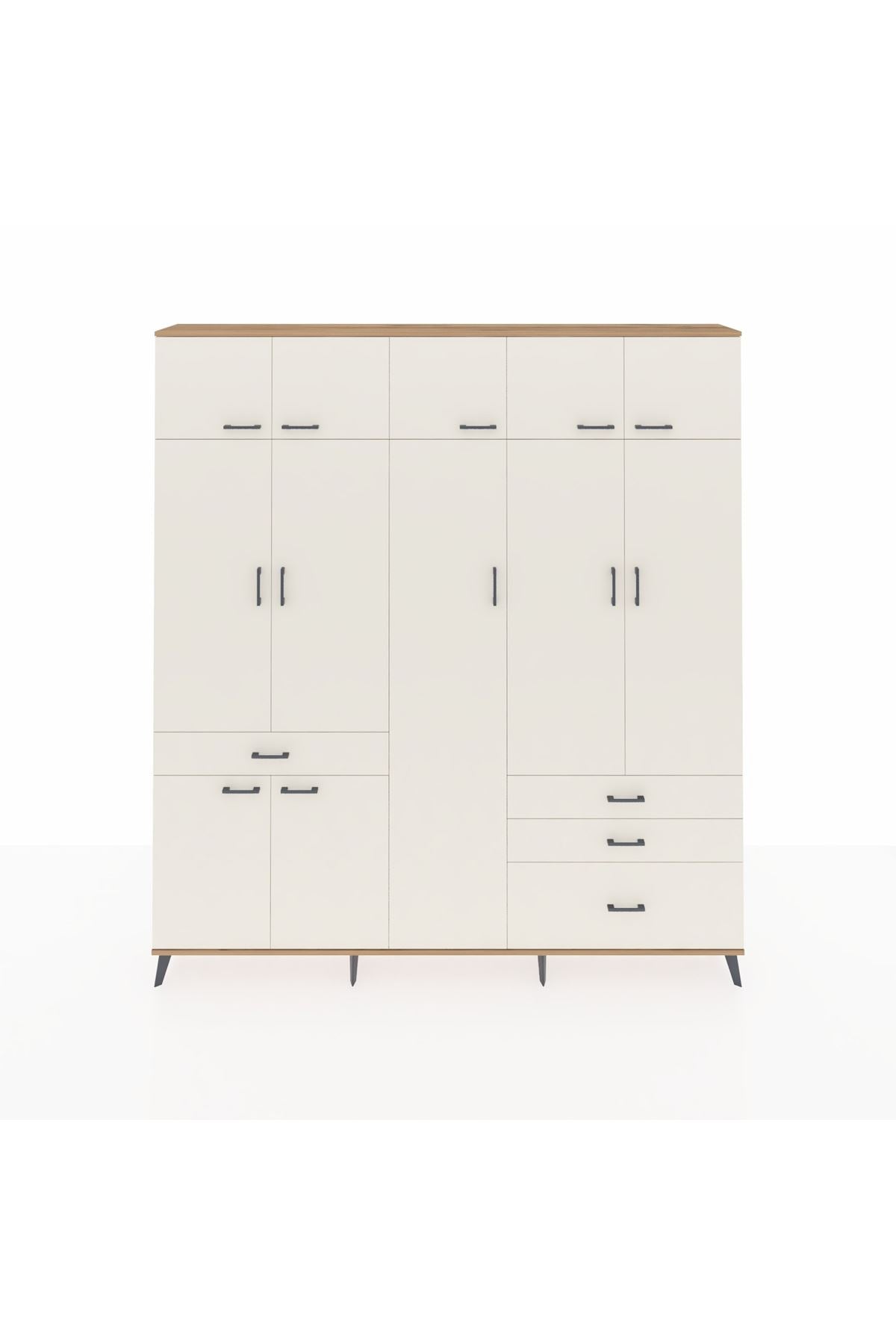 Arges Gardrop 11 Raflı 4 Çekmeceli 2 Askılı 220x30x243 Çam-Aytaşı