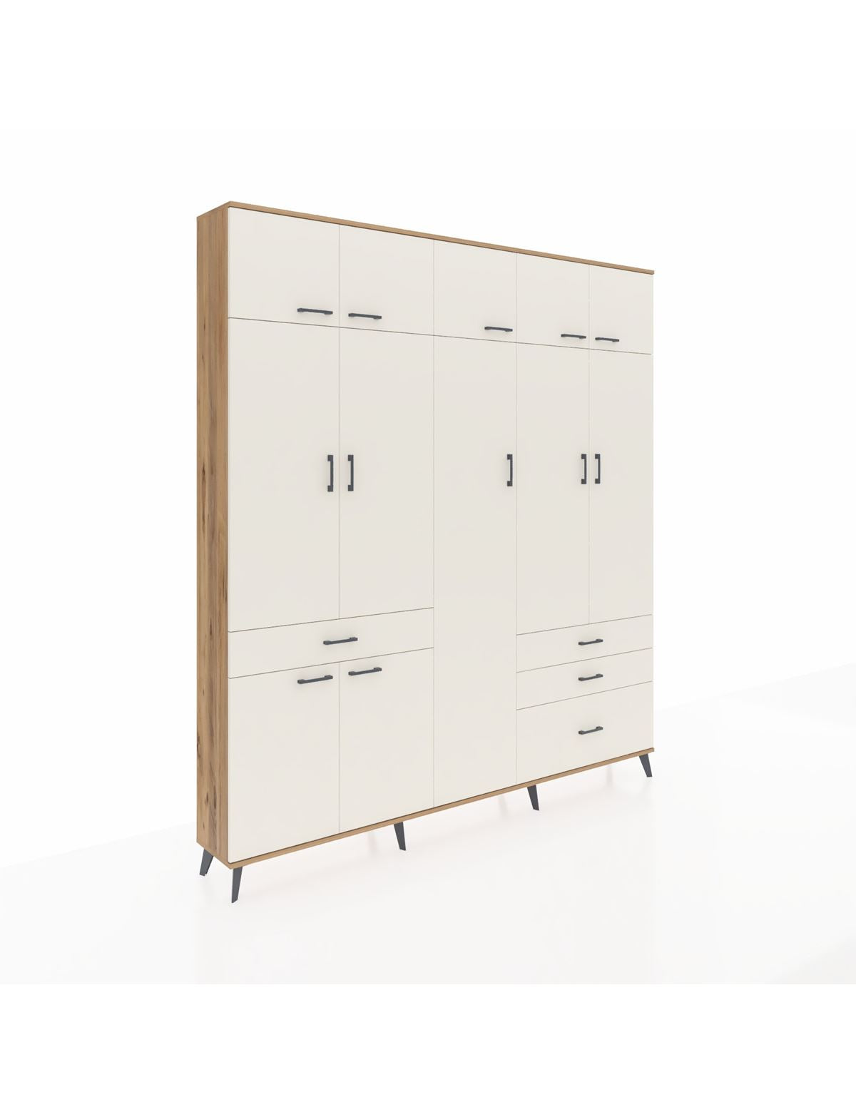 Arges Gardrop 11 Raflı 4 Çekmeceli 2 Askılı 220x30x243 Çam-Aytaşı