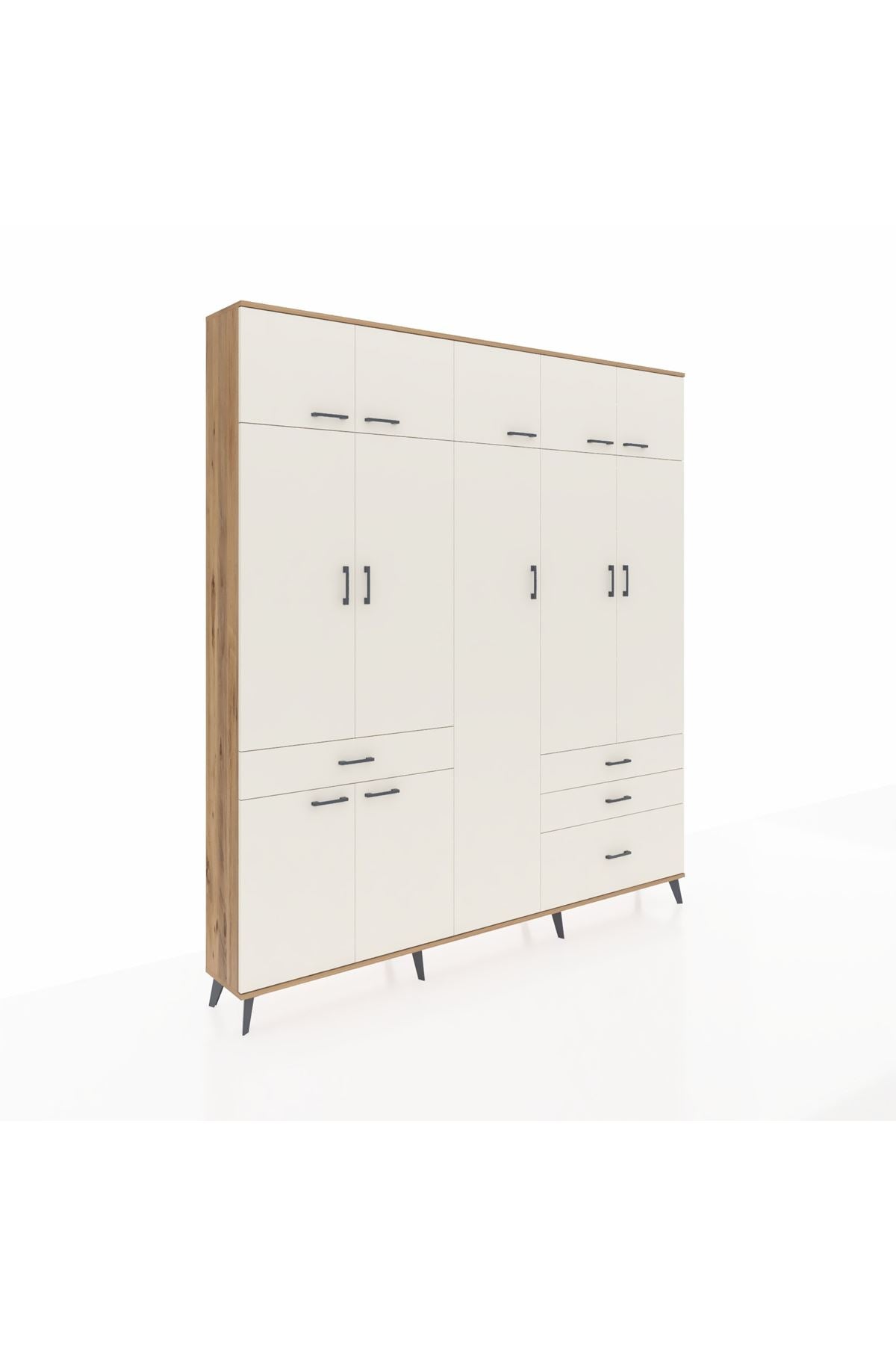 Arges Gardrop 11 Raflı 4 Çekmeceli 2 Askılı 220x30x243 Çam-Aytaşı