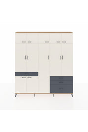 Arges Dolap 11 Raflı 4 Çekmeceli 2 Askılı 220x30x243 Çam-Aytaşı/Antrasit