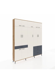 Arges Dolap 11 Raflı 4 Çekmeceli 2 Askılı 220x30x243 Çam-Aytaşı/Antrasit