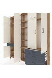 Arges Dolap 11 Raflı 4 Çekmeceli 2 Askılı 220x30x243 Çam-Aytaşı/Antrasit