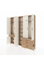 Arges Dolap 11 Raflı 4 Çekmeceli 2 Askılı 220x30x243 Çam-Aytaşı/Çam