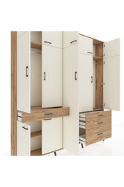 Arges Dolap 11 Raflı 4 Çekmeceli 2 Askılı 220x30x243 Çam-Aytaşı/Çam