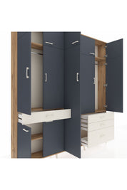 Arges Dolap 11 Raflı 4 Çekmeceli 2 Askılı 220x30x243 Çam-Antrasit/Aytaşı