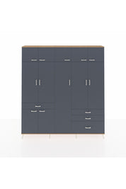 Arges Gardrop 11 Raflı 4 Çekmeceli 2 Askılı 220x30x243 Çam-Antrasit