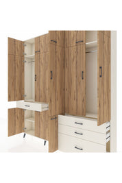 Arges Dolap 8 Raflı 4 Çekmeceli 3 Askılı 220x30x243 Aytaşı-Çam/Aytaşı