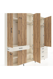 Arges Dolap 8 Raflı 4 Çekmeceli 3 Askılı 220x30x243 Aytaşı-Çam/Aytaşı