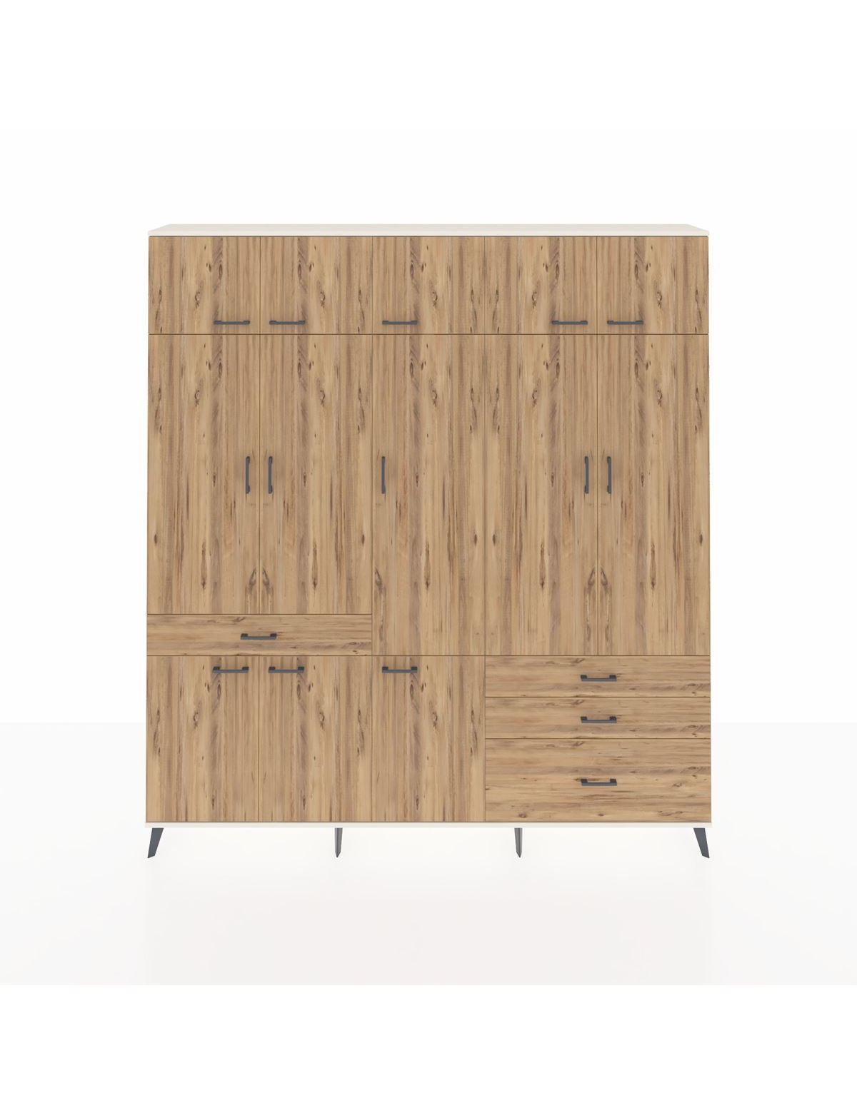 Arges Gardrop 8 Raflı 4 Çekmeceli 3 Askılı 220x30x243 Aytaşı-Çam