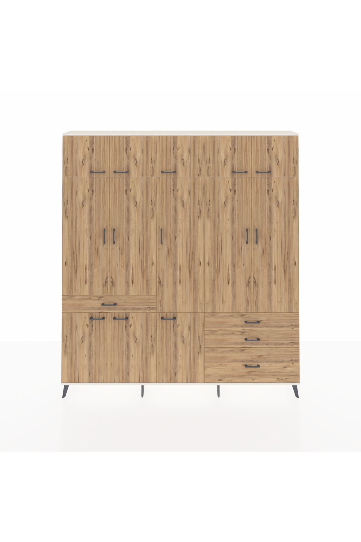 Arges Gardrop 8 Raflı 4 Çekmeceli 3 Askılı 220x30x243 Aytaşı-Çam