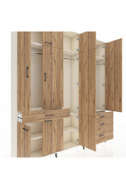 Arges Gardrop 8 Raflı 4 Çekmeceli 3 Askılı 220x30x243 Aytaşı-Çam