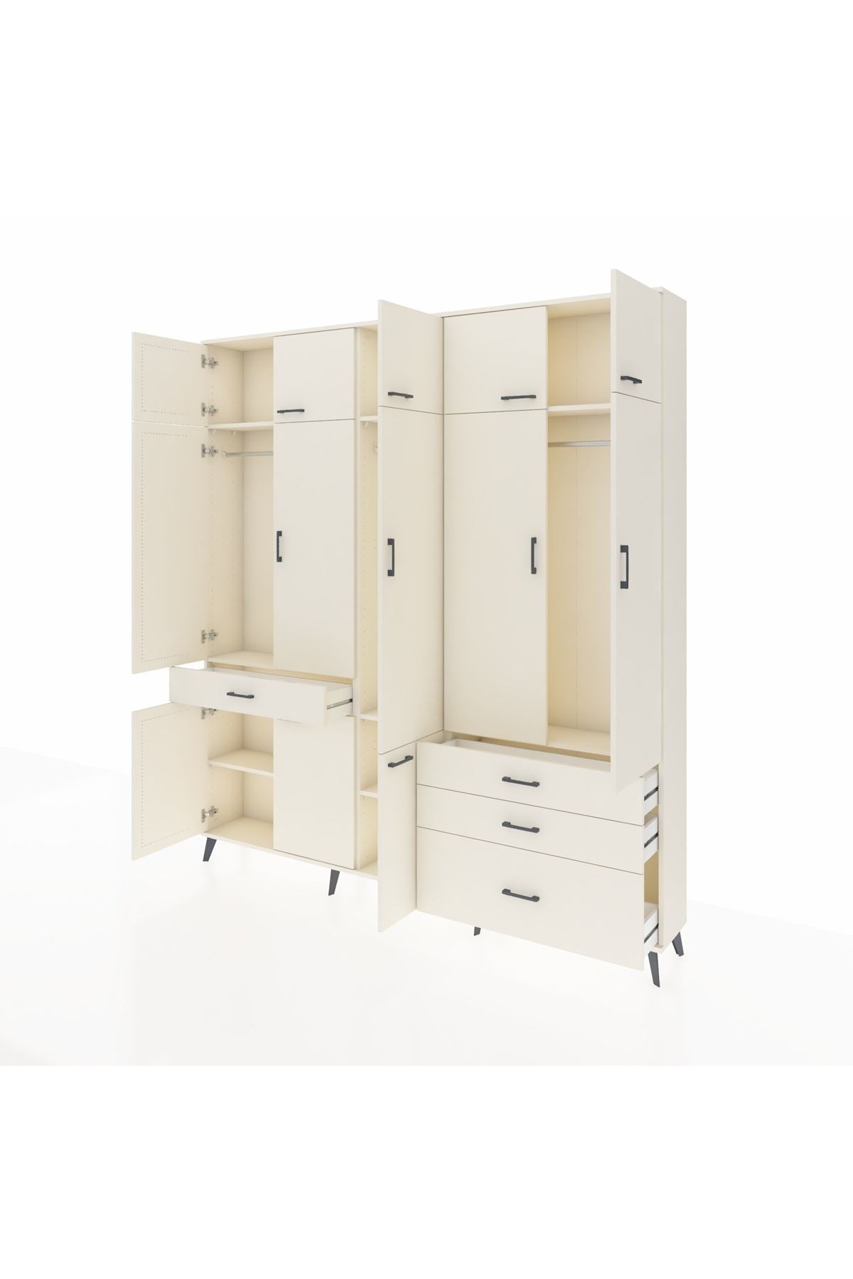 Arges Gardrop 8 Raflı 4 Çekmeceli 3 Askılı 220x30x243 Aytaşı-Aytaşı