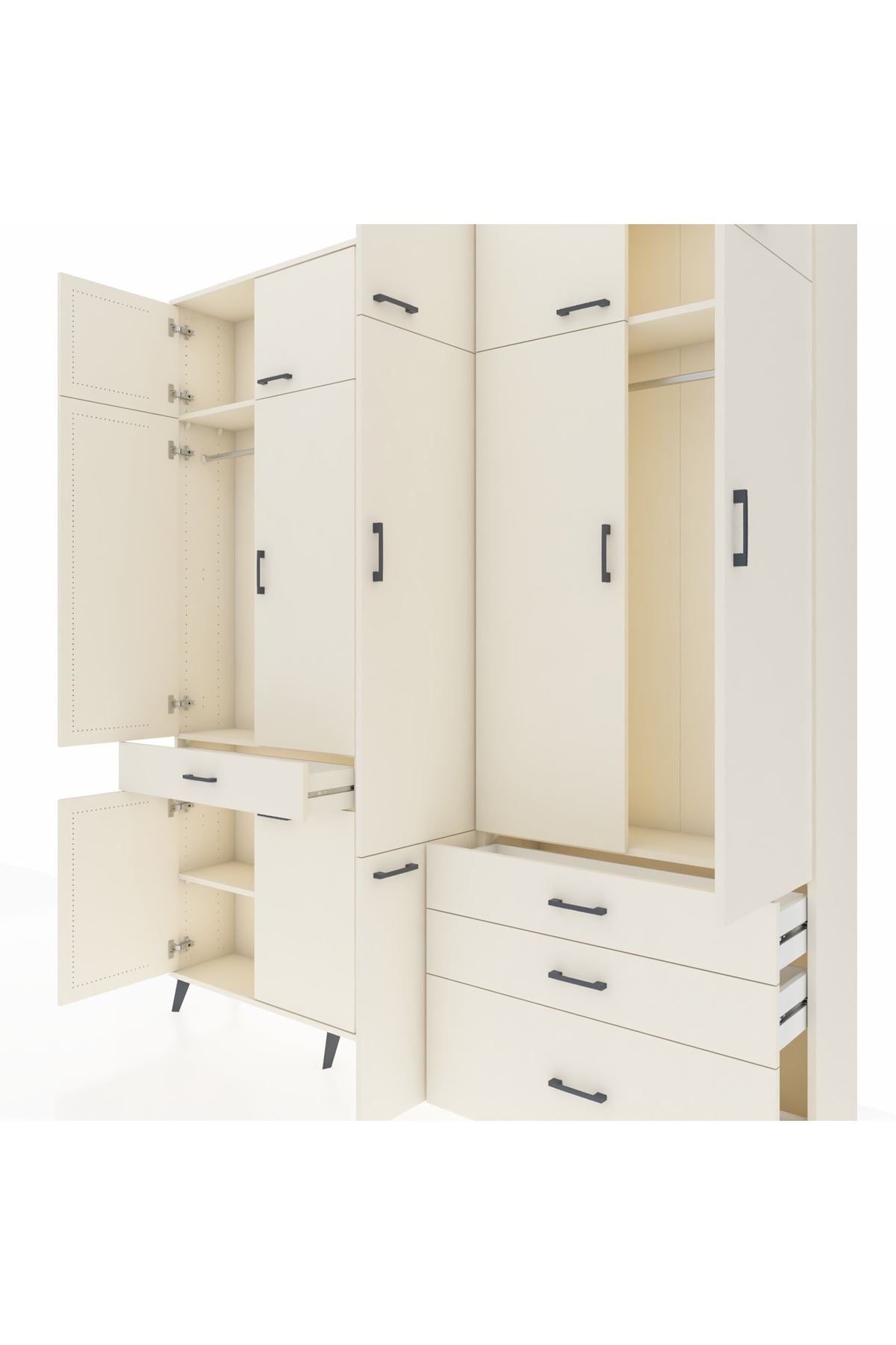 Arges Gardrop 8 Raflı 4 Çekmeceli 3 Askılı 220x30x243 Aytaşı-Aytaşı