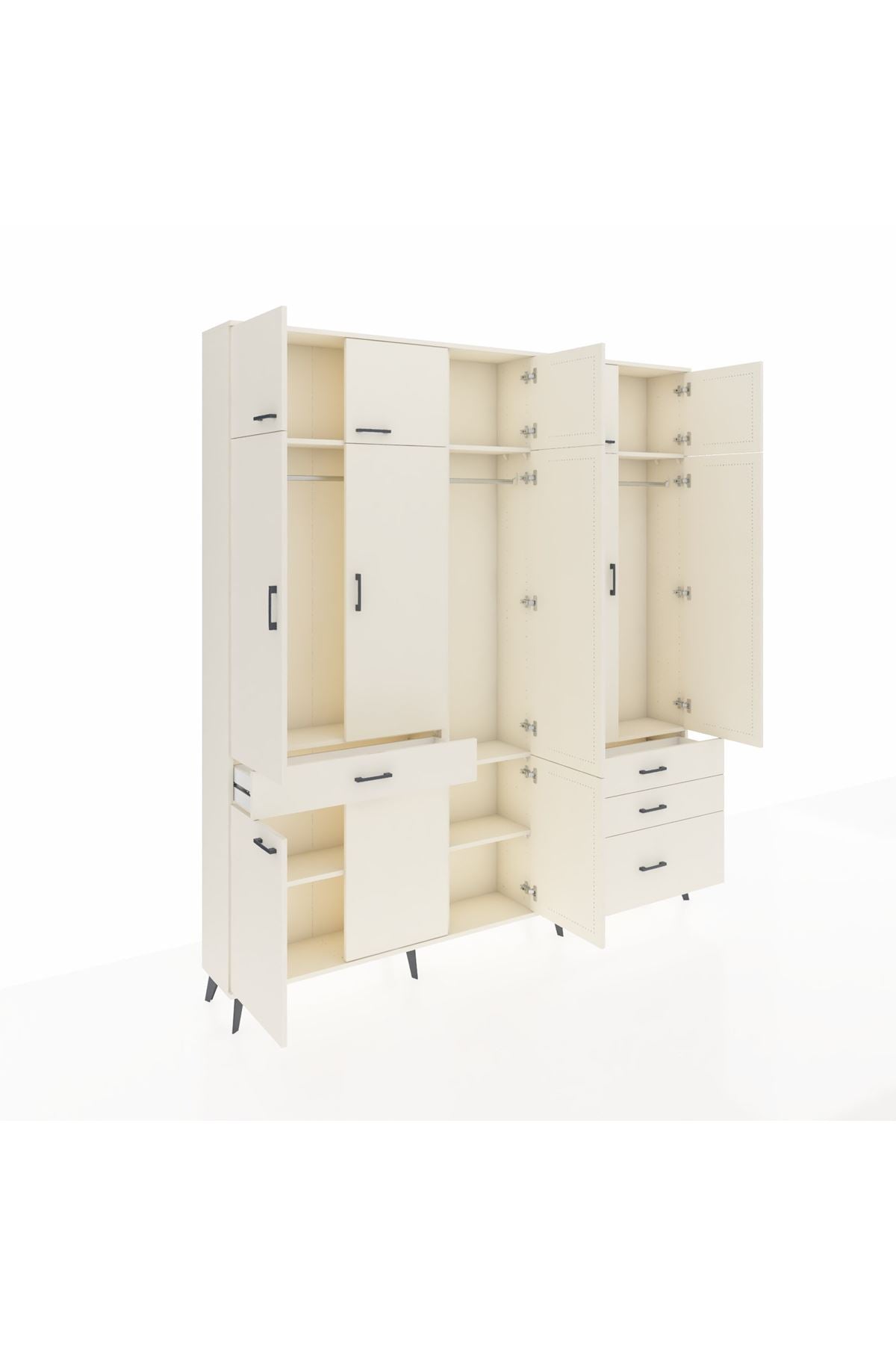 Arges Gardrop 8 Raflı 4 Çekmeceli 3 Askılı 220x30x243 Aytaşı-Aytaşı