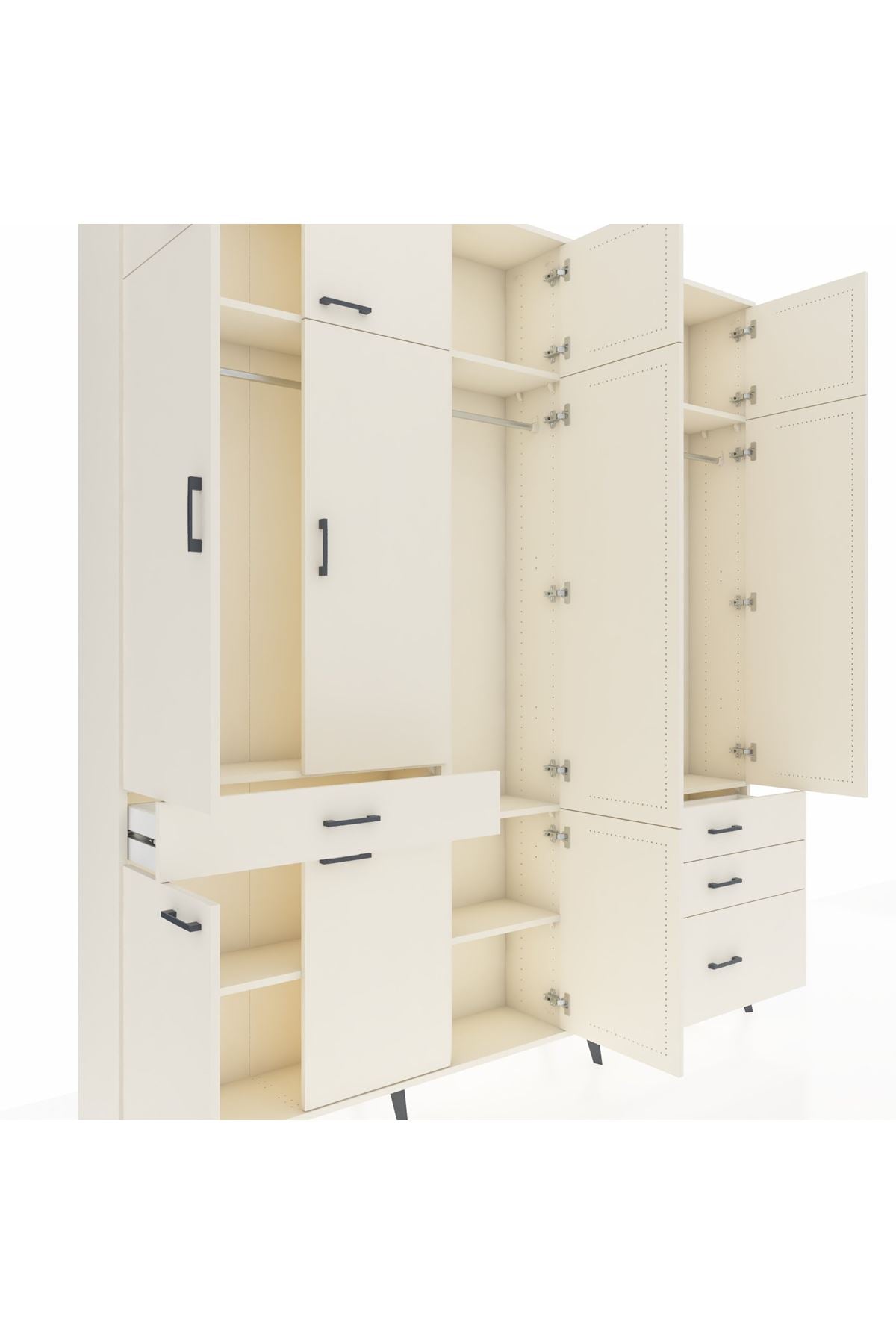 Arges Gardrop 8 Raflı 4 Çekmeceli 3 Askılı 220x30x243 Aytaşı-Aytaşı