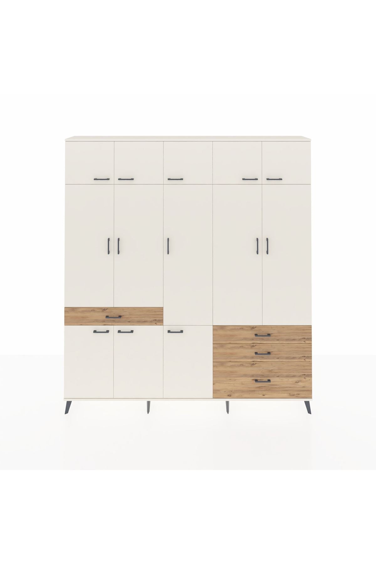 Arges Dolap 8 Raflı 4 Çekmeceli 3 Askılı 220x30x243 Aytaşı-Aytaşı/Çam