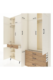 Arges Dolap 8 Raflı 4 Çekmeceli 3 Askılı 220x30x243 Aytaşı-Aytaşı/Çam