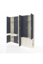 Arges Dolap 8 Raflı 4 Çekmeceli 3 Askılı 220x30x243 Aytaşı-Antrasit/Aytaşı